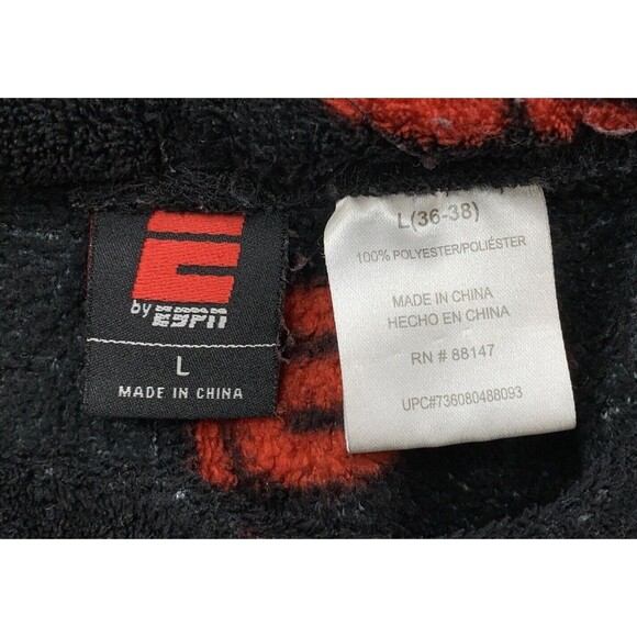 ESPN Fleece Lounge Pants Men’s Size Large Black Red 100% Polyester Game Day - Picture 3 of 14